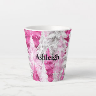 Pink White Glam Weihnachtsbaumen Milchtasse