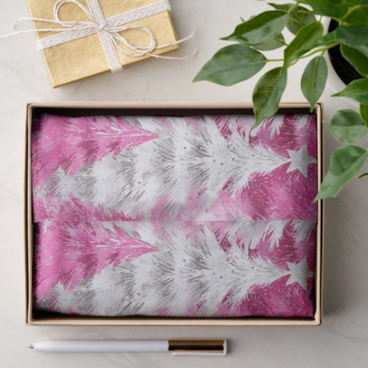 Pink White Glam Weihnachtsbaumen Seidenpapier (Geschenk)