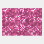 Pink White Glitter Heart Checkered Geschenkpapier Set (Vorderseite 3)