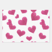 Pink White Glitter Heart Checkered Geschenkpapier Set (Vorderseite)