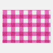 Pink White Glitter Heart Checkered Geschenkpapier Set (Vorderseite 3)