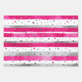 Pink White Glitter Heart Checkered Geschenkpapier Set (Vorderseite)