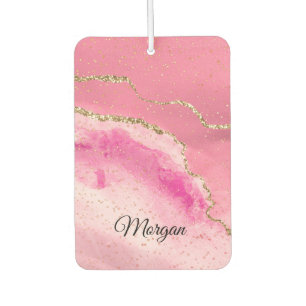 Pink White Gold Agate & Gold Stars, DIREKT Name Bl Autolufterfrischer