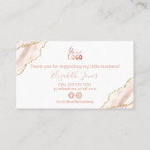 Pink White Gold Agate Vielen Dank für Ihren Kauf Visitenkarte (Rückseite)