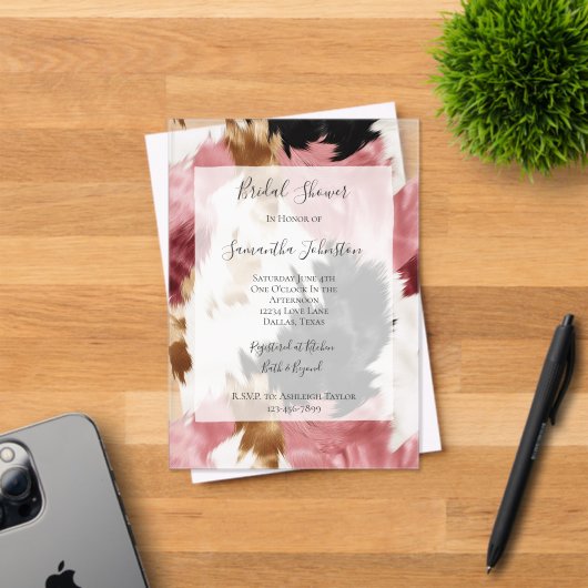 Pink White Gold Black Abstract Bridal Shower Acryleinladungen (Insitu (Einladungskarte))