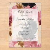 Pink White Gold Black Abstract Bridal Shower Acryleinladungen (Vorderseite)