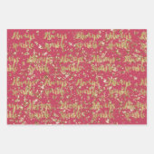 Pink White Gold Confetti Sparkle Geschenkpapier Set (Vorderseite 3)