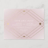 Pink White Gold Deko Lines Save the Date Hochzeit Postkarte (Vorderseite)
