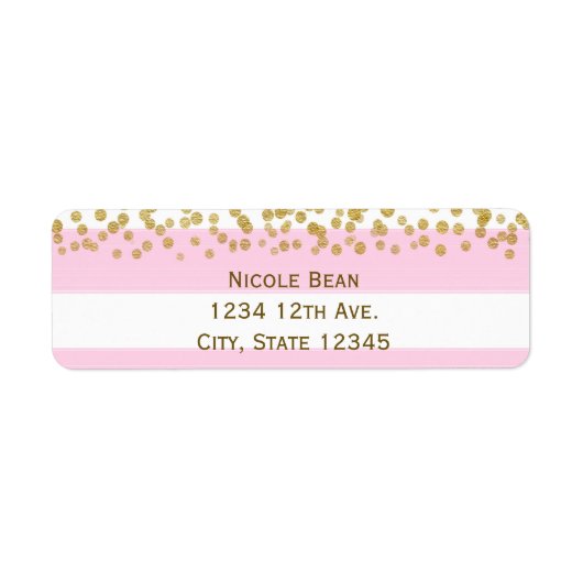 Pink White & Gold Imitate Confetti Adressenmarken (Vorne)