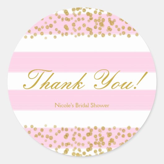 Pink White & Gold Imitate Confetti Moderne Sticker (Vorderseite)