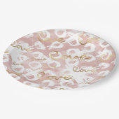 Pink White Gold Liebe XO Pappteller (Schrägansicht)