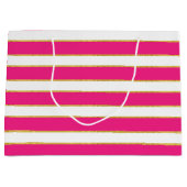 PINK WHITE GOLD STRIPES GROßE GESCHENKTÜTE (Vorderseite)