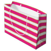 PINK WHITE GOLD STRIPES GROßE GESCHENKTÜTE (Rückseite Schrägansicht)