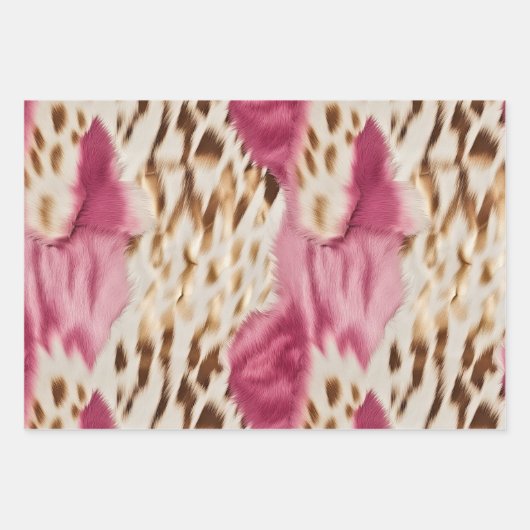 Pink White Gold Südwest Cowgirl Glitzer Liebe Geschenkpapier Set (Vorderseite 3)