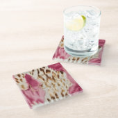 Pink White Gold Südwest Cowgirl Glitzer Liebe Glasuntersetzer (Schrägansicht)