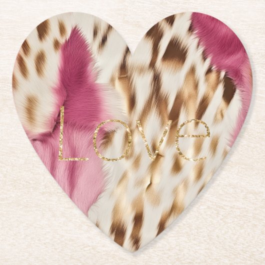 Pink White Gold Südwest Cowgirl Glitzer Liebe Untersetzer (Vorderseite)