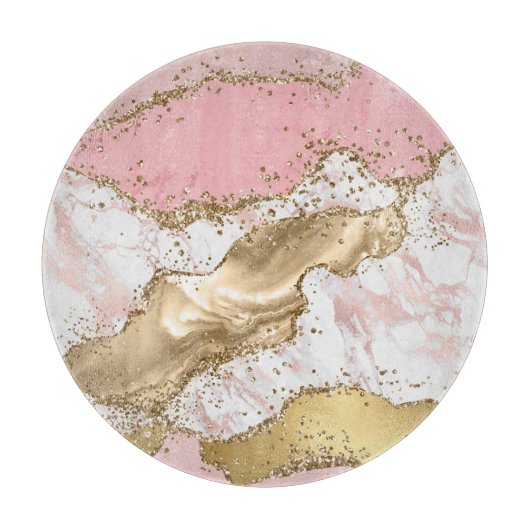 Pink White Golden Mauve Glitzer Marble Agate Schneidebrett (Vorderseite)
