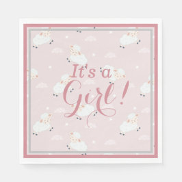 Pink White Gray Baby Lambs - Es ist ein Mädchen! Serviette