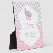 Pink, White Gray Elephant Baby Dusche Danke Fotoplatte (Seite)