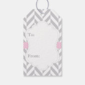 Pink, White Gray Elephant Baby Dusche Danke Geschenkanhänger (Rückseite)