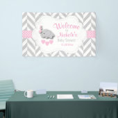 Pink, White Gray Elephant Baby Dusche Empfang Banner (Messeveranstaltung)