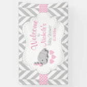 Pink, White Gray Elephant Baby Dusche Empfang Banner (Vertikal)
