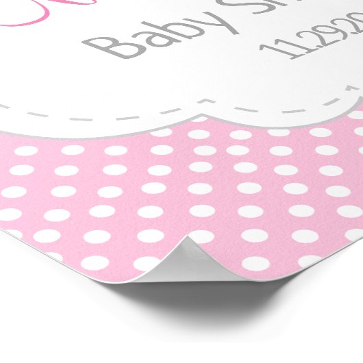 Pink, White & Gray Elephant Baby Dusche Empfang Poster (Ecke)