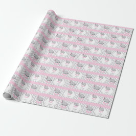 Pink, White Gray Elephant Babydusche Geschenkpapier