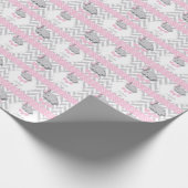 Pink, White Gray Elephant Babydusche Geschenkpapier (Ecke)