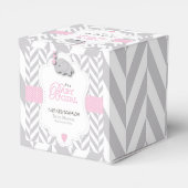 Pink, White Gray Elephant Babydusche Geschenkschachtel (Rückseite)