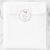 Pink, White Gray Elephant Babydusche Runder Aufkleber (Tasche)