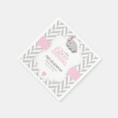 Pink, White Gray Elephant Babydusche Serviette (Ecke)
