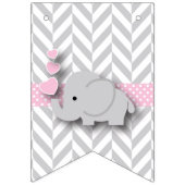 Pink, White Gray Elephant Babydusche Wimpelkette (Erste Fahne)
