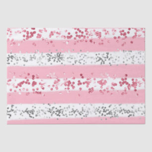 Pink White Gray Glitzer Birthday Baby Bridal Show Seidenpapier