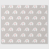 Pink White Gray Princess Elephant New Baby Geschenkpapier (Flach)
