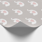 Pink White Gray Princess Elephant New Baby Geschenkpapier (Ecke)