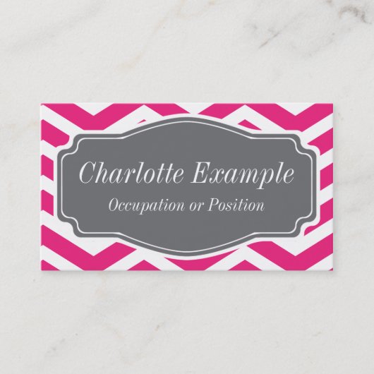 Pink White Gray Zickzack Personal Visitenkarte (Vorderseite)