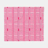 Pink White Greece Key Fret Pattern Design Fleecedecke (Vorderseite (Horizontal))
