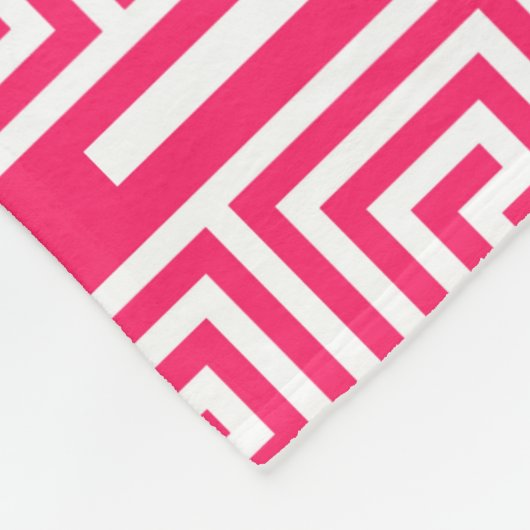 Pink White Greece Key Fret Pattern Design Fleecedecke (Ecke)