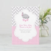 Pink, White Grey Elephant 🐘 - Spielanleitung Einladung (Stehend Vorderseite)