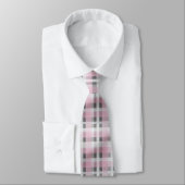 Pink White Grey Plaid Pattern – Trendy Tartan  Krawatte (Gebunden)