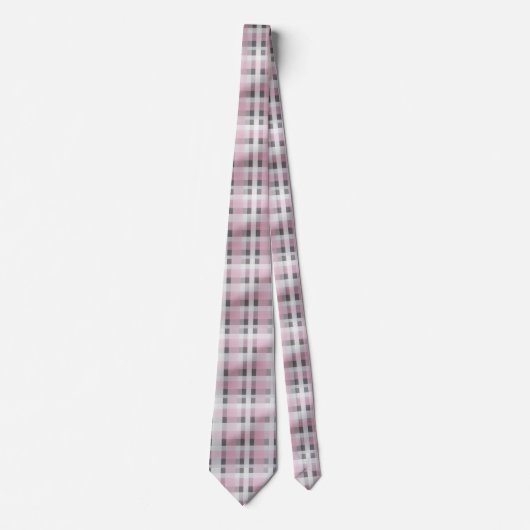 Pink White Grey Plaid Pattern – Trendy Tartan  Krawatte (Vorderseite)