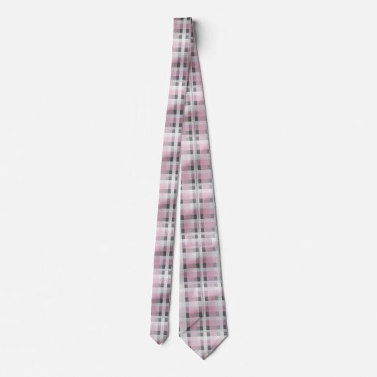 Pink White Grey Plaid Pattern – Trendy Tartan  Krawatte (Rückseite)