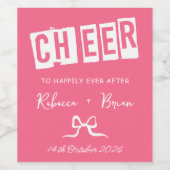 Pink & White Hand Drawn Bow Sketch Wedding Weinetikett (Einzelnes Label)