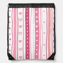 PINK & WHITE HAND DRAWN SEHEN HERZEN & STREIFEN SPORTBEUTEL