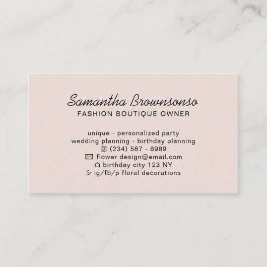 Pink White Hanger Fashion Stylist Visitenkarte (Rückseite)
