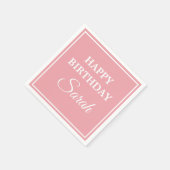 Pink White Happy Birthday Serviette (Ecke)