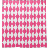 Pink White Harlequin Diamonds Schachbretts Design Duschvorhang (Vorderseite)