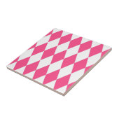 Pink White Harlequin Diamonds Schachbretts Design Fliese (Seite)