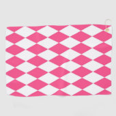 Pink White Harlequin Diamonds Schachbretts Design Golfhandtuch (Horizontal)
